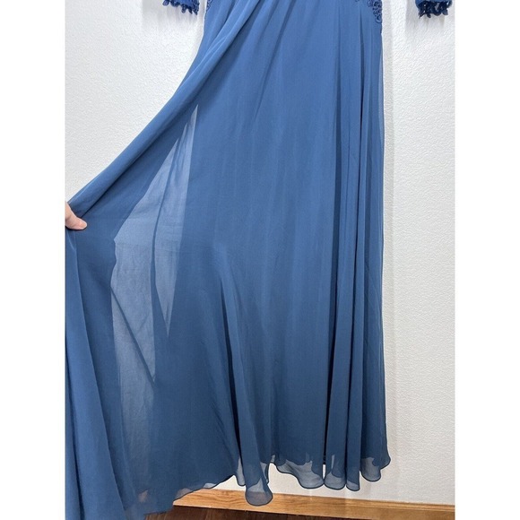 Marsoni By Colors Peacock Blue Lace Appliqué Evening Gown Size 4 Formal M237 - Picture 4 of 10